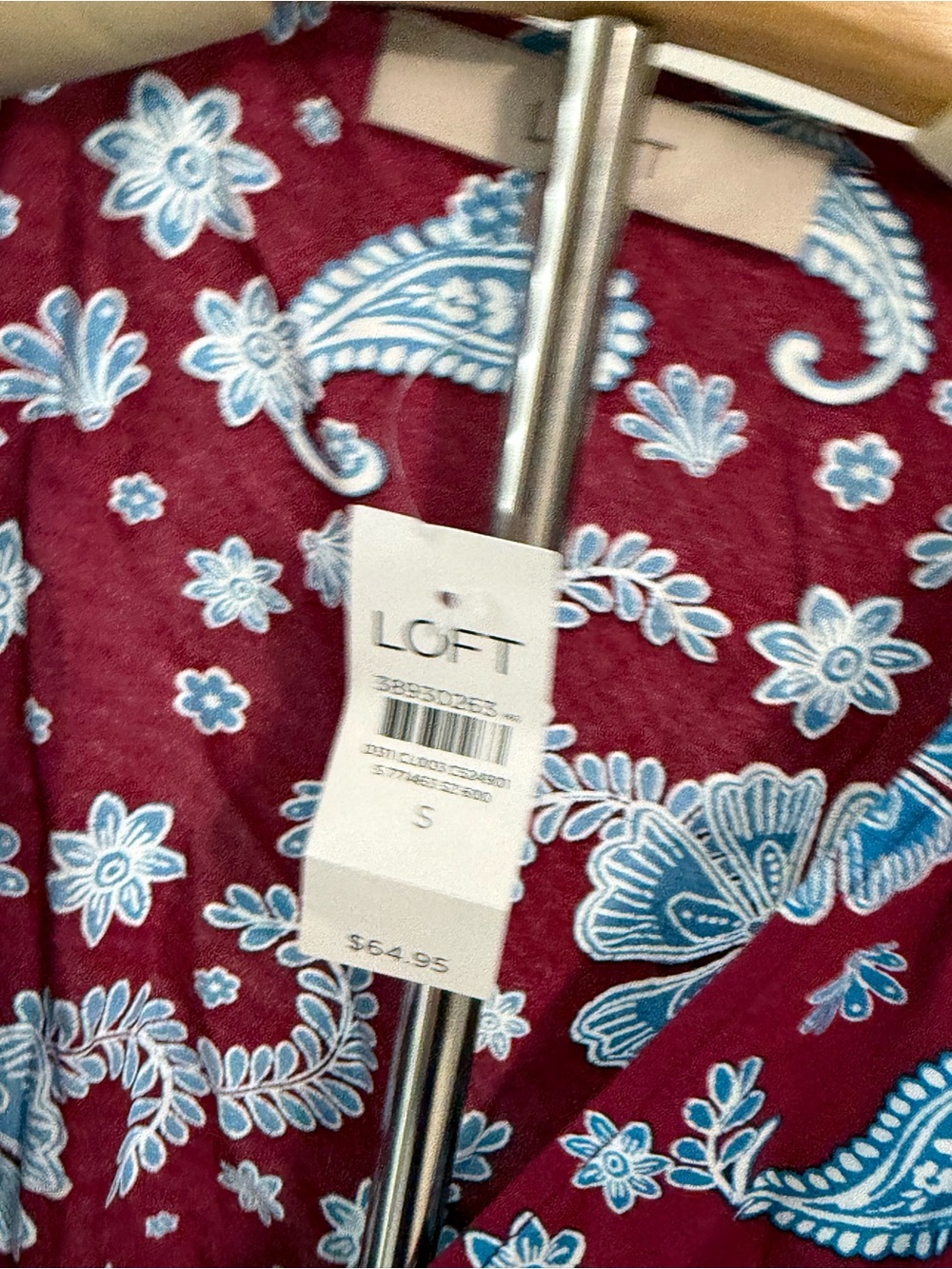 LOFT Women's Red & Blue Floral Wrap Tie Blouse NWT- Size Small - Picture 2 of 5